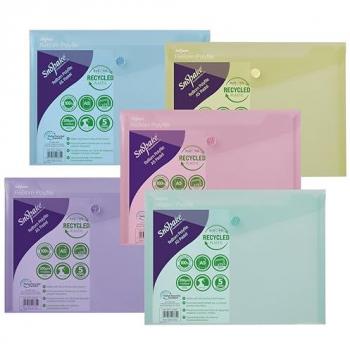 Snopake Reborn 100% Recycled Polyfile A5 Pastel Assorted Document Wallet (Pack of 5)