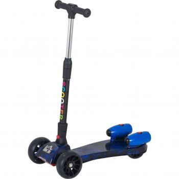 Monopattino Pieghevole a 3 Ruote per Bambini 3-8 Anni, Blu, con Musica e Ruote Luminose