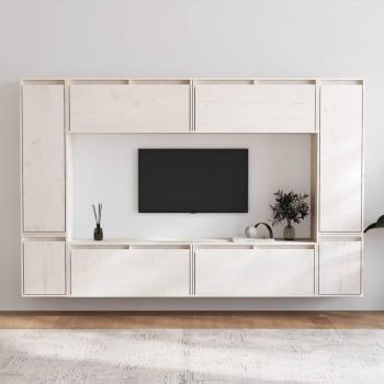VidaXL 8‑Pack Pine TV Cabinets, Pure White Finish