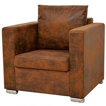 VidaXL Luxury Brown Fur & Leather Pad 82x73x82 cm (32x29x32 in)