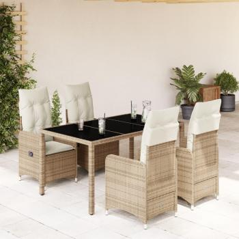Mesa de Exterior con Sillas Rattan Beige Maison