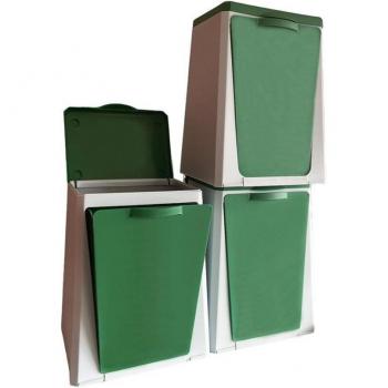 Cubos de reciclaje modulables Vileda Ecube 3 compartimentos 30L plástico