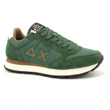 Sneakers Uomo Sun68 Tom Solid Verde Scuro con Logo e Lacci