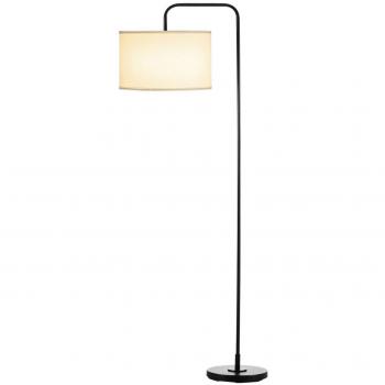 Homcom Lampadaire néo-rétro H.163cm acier noir abat-jour aspect lin blanc