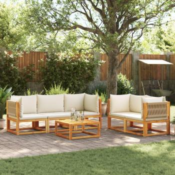 Sofá Outdoor Acácia VidaXL – Conjunto Completo 6 Móveis