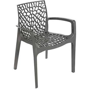 Chaise de jardin polypropylène accoudoirs Grand Soleil Gruvyer Arm Gris