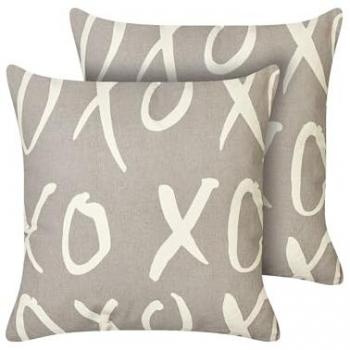 Quadratisches Dekokissen Set (45 × 45 cm) – Grauer XO‑Print für Schlafzimmer