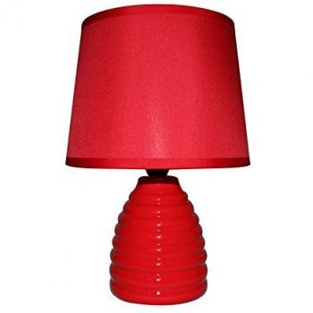 King Home Rote Keramik-Tischlampe, runder Sockel, 15x26,5h cm
