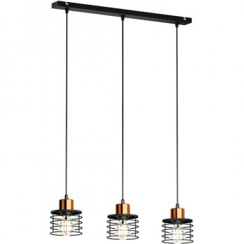 HELAM Edison Hanging Light Black/Copper 3-Bulb Long