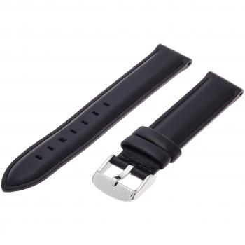 Correa de cuero negro/plateado 18 mm Sheffield para mujer y hombre