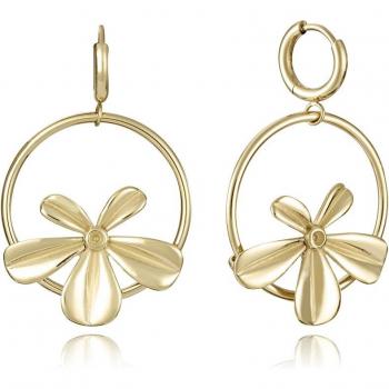 Pendientes Viceroy Fashion 14148E01012 Acero Dorado Largos Aro Flor