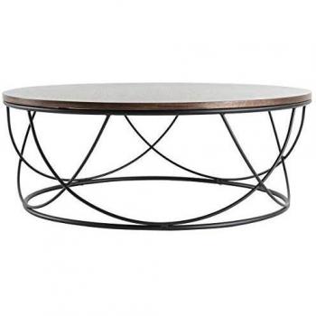 Table basse ronde en bois foncé D80 cm
