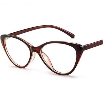 Women's Round Cat Eye Glasses, Anti-Radiation, Clear Lens