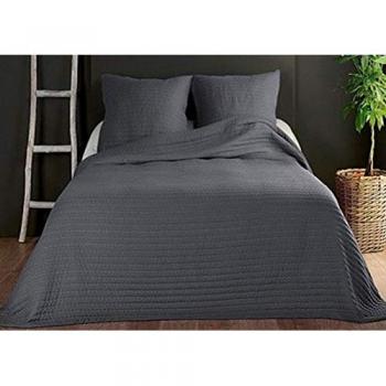Plaid capitonné boutis gris anthracite – 250 × 260 cm