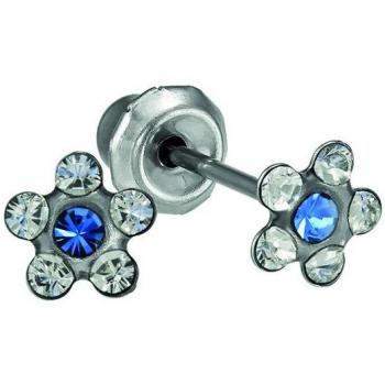 Flor Azul Inverness: Pendiente de Acero Inoxidable 119C