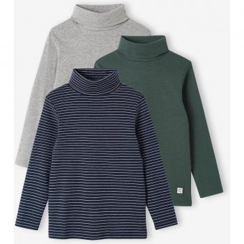 Lot de tee-shirts col roulé garçon couleur vert anglais
