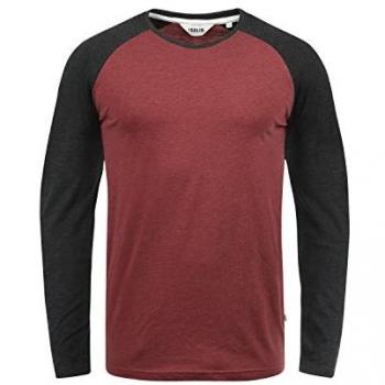 Herren Langarmshirt SDBastien – Basic Design, Rot (Wine Red Melange) – 60% Baumwolle / 40% Polyester – XL