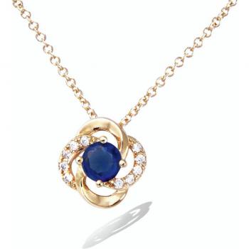 Les Trésors De Lily Gold Sapphire Pendant, 12x12 mm