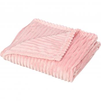 Cozy Striped Reversible Bedspread, Single Size 152 x 128cm, Pink