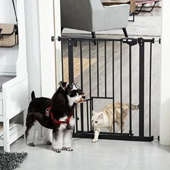 Barrera de Seguridad para Perros con Puerta PawHut 74-80x76,2 cm