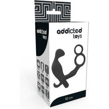 Analplug mit doppeltem Penisring und Hodensack