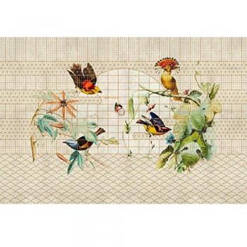Tapisserie Beige Oiseaux et Fleurs