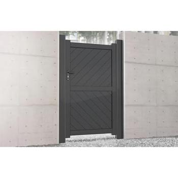 Pre‑Fabricated Pedestrian Gate 900x1600mm Grey – Diagonal Solid Infill, Flat Top