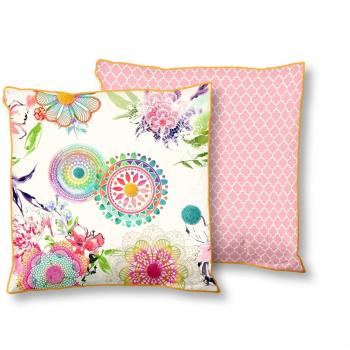 Cuscino Milika 48x48 cm – Tonalità Grigio Perla e Rosa Soft