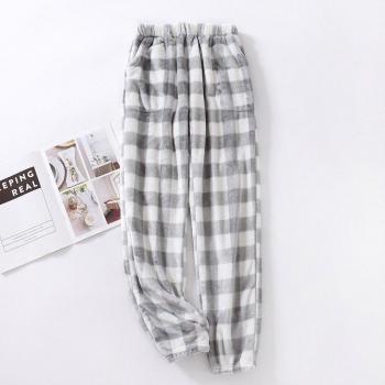Men's Warm Plaid Flannel Sleepwear Trousers