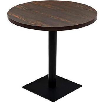 VidaXL Table à Manger Élégance en MDF Rond et Acier Inoxydable 80 x 75 cm Chêne Foncé Bar Café Stylée