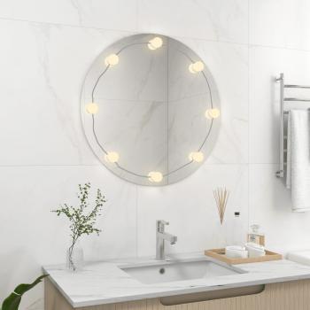 VidaXL Round Glass Mirror with Adjustable LED Lights