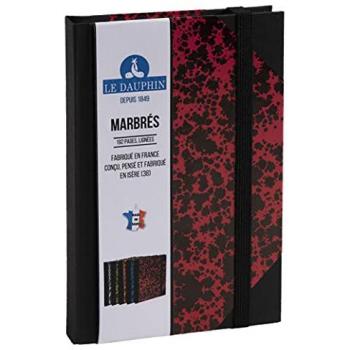 Carnet en Papier Marbre Rouge 170x110 Ligné