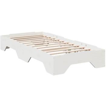 Lit empilable blanc 75x190 cm en bois massif sans matelas