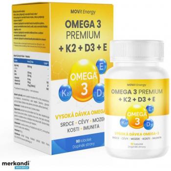 Suplemento Omega 3 Premium Movit con K2, D3 y E, 90 Cápsulas