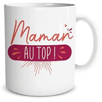 Tasse “Maman Au Top” en céramique, 9,5 x 8 x 12 cm