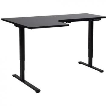 Scrivania angolare elettrica regolabile 160 x 59 cm con piano nero e base nera