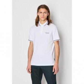 Armani Exchange Herren Baumwoll-Poloshirt, weiß, Größe XL