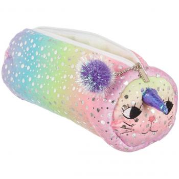 Uni-Cat Rainbow Design Plush Pencil Case