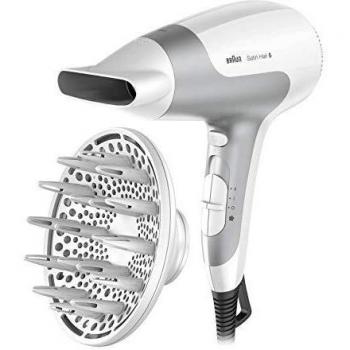 Ionischer Haartrockner mit 5 Geschwindigkeitseinstellungen und Satin Hair 5 HD 585 in Grau und We