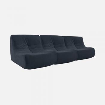 Fauteuil Sweeek en velours doux 3 places bleu foncé