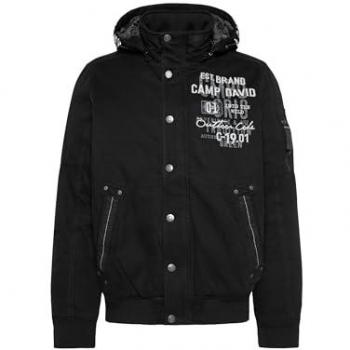 CAMP DAVID Blouson, Herrenjacke, abnehmbare Kapuze, schwarz
