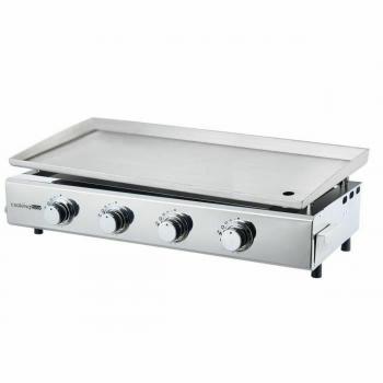 Plancha à gaz BRASILIA 4 feux – inox, 84 cm × 34 cm, cuisine XXL