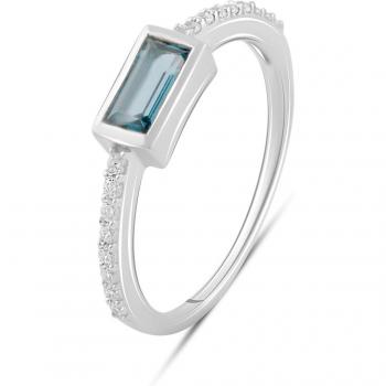 Inel argintiu cu topaz London Blue 0.329ct