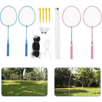 Ensemble de Badminton pour Enfants avec 4 Raquettes et Rack Portable