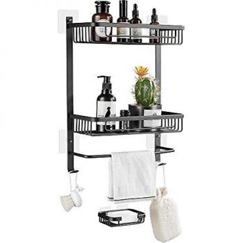 Aluminum Gricol Bathroom Caddy Shelf (No Drill) – 2 Levels