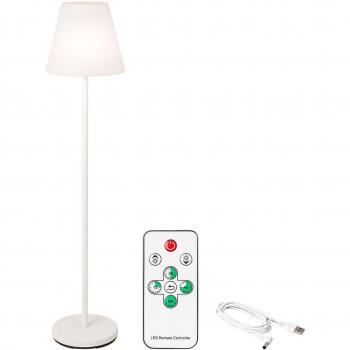 Iluminación Exterior/Interior: Lámpara de Pie Blanca 150 cm, Recargable con Control Remoto