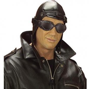 Bonnet aviateur noir en simili cuir pour mixte