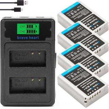 Olympus BLN-1 2100mAh Akku + USB Ladegerät für E-M5