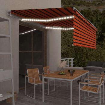 Auvent de Jardin VidaXL 4x3m Orange Marron avec Capteur de Vent et Éclairage LED
