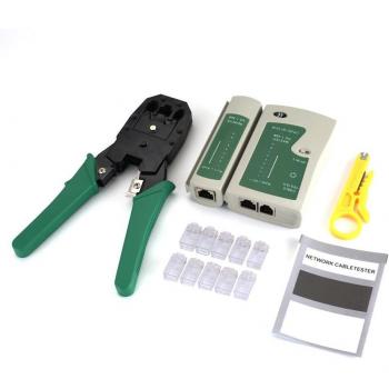 4-in-1 Network Cable Tester Kit with Crimping Tool, Wire Stripper, and RJ45 Connectors